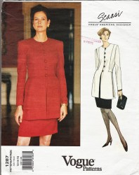 1287  VOGUE SCAASI LONGER BUTTON TOP,  SHORTER SKIRT PATTERN 12-16